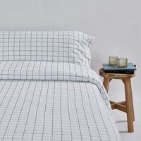 funda nordica punto algodon cuadros  blanco cama de 150cm
