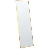 espejo de pie 50 x 156 cm marco rectangular de cuerpo entero con soporte dorado beauvais