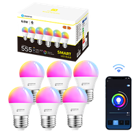 aigostar bombilla inteligente bombilla wifi g45 e27 65w bombilla led inteligente rgbcw compatible con alexagoogle home no se requiere concentrador control remotocontrol de voz 6 unidads