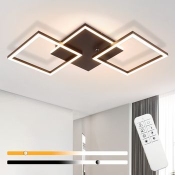 Nettlife Lámpara De Techo Led Para Sala De Estar, Cuadrada, Regulable, Negra, Moderna, 36 W, Con Control Remoto
