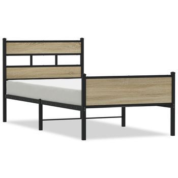 Estructura De Cama Sin Colchón Madera Roble Sonoma 107x200 Cm Vidaxl