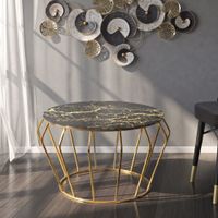 mesa de centro de metal dorado con tapa redonda o 78x445 cm