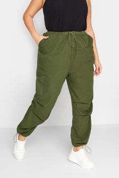 Yours Pantalones Parachute Caqui De Algodón, Mujer Curvy Y Tallas Grandes, Yours