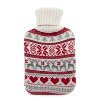 cassandra nordic stars knitted hot water bottle white with red