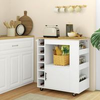 carrito de cocina con encimera ruedas y armario 83 x 40 x 83 cm color roble