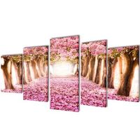 set decorativo de lienzos para pared flores de cerezo 200 x 100 cm vidaxl