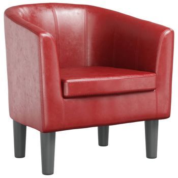Sillón Cuero Sintético Rojo Tinto Vidaxl