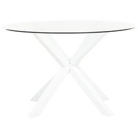 mesa de jardin moderna patas de aluminio r 120 cm tablero de vidrio blanco maletto