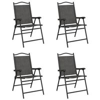pack 4 uds sillas de jardin  silla de exterior  sillon plegables acero y textileno gris melange