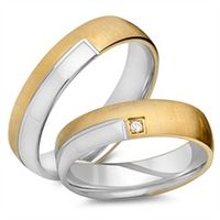 alianzas 8 quilates oro blanco amarillo con diamante