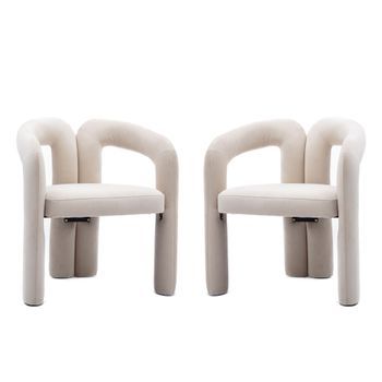 Set 2 Sillas Comedor Terciopelo Urban Meuble 64x50,5x71 Cm - Beige