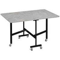 homcom mesa de comedor para 4-6 personas mesa plegable con ruedas estructura de acero 525-120x80x73 cm gris   aosom espana