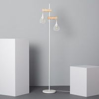 lampara de pie aluminio y madera monah blanco