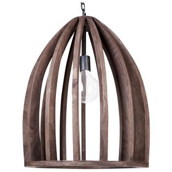 Lámpara De Techo De Madera De Mango Marrón Oscuro 165 Cm A Mano Pantalla Natural Manair