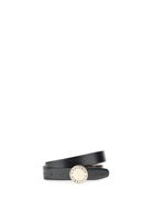 cinturon de piel con hebilla metalica con esmalte negro black
