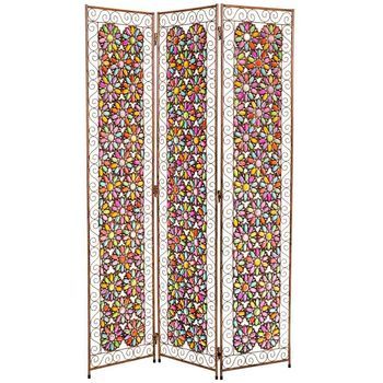 Biombo De Metal Y Cristal Acrilico De Colores 120x3x172