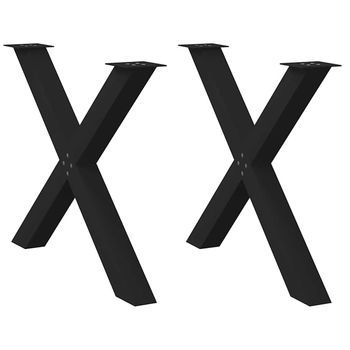 Patas Para Mesa De Comedor En Forma De X (2 Unidades), Color Negro, 90 X (72-73) Cm, Acero Vidaxl