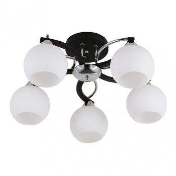 FABRILAMP Plafon Pissis Negro De 5 Luces Con Tulipa Blanca