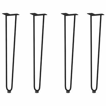 Patas De Mesa Tipo Horquilla 4 Uds | Patas Para Mesa Acero Macizo Negro 72 Cm
