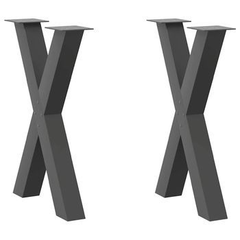 Patas Para Mesa De Comedor En Forma De X (2 Unidades), Antracita, 60 X (72-73) Cm, Acero Vidaxl