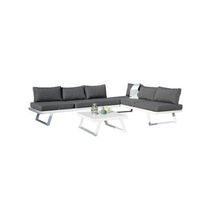 set de jardin modelo valencia aluminio blanco cojines gris
