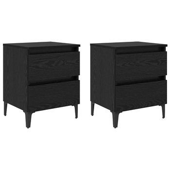 Juego De Mesitas De Noche - Armarios De Noche Con Cajón Roble Negro 40 X 35 X 50 Cm Mc6926