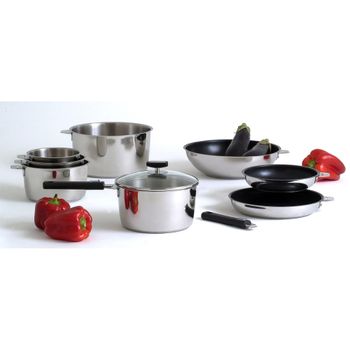 Set cacerolas ø 16, 18, 20 cm con mango extraíble negro  acero