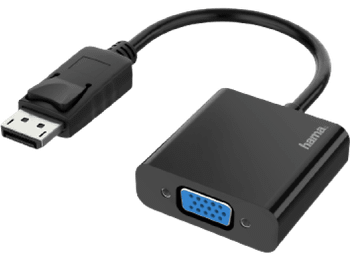 Adaptador DP a VGA - Hama 00200337, DisplayPort, Conector VGA, Full-HD, 1080p, Negro