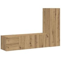 muebles tv de pared 3 uds  mueble de salon  mesa de tv madera ingenieria roble artesanal