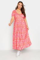limited collection vestido rosa de flores con escote cruzado mujer curvy y tallas grandes limited collection