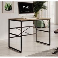 escritorio industrial  mesa de ordenador  oficina estudio  color pino atlantico  estructura metal negro mate  modelo factory m1  100x75x60cm