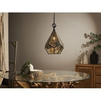 Lampara Techo Muna Cristal Decorado/estaño 26dx36 Cms