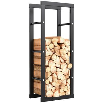HOMCOM Estantería para leña diseño contemporáneo estantería para leña carga máxima 100 kg dim. 60L x 25l x 100H cm metal negro   Aosom España