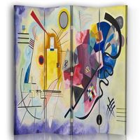 legendarte - biombo amarillo rojo azul - wassily kandinsky - separador de ambientes para interiores cm 145x170 4 paneles