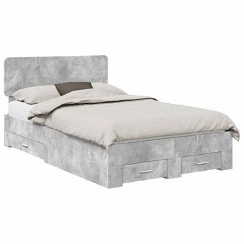 Estructura De Cama Con Cabecera Gris Concreto 120 X 200 Cm