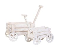set de dos soportes maceteros con diseno de carro de madera