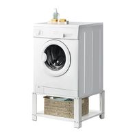 pedestal para lavadora con estante inferior para almacenar - soporte universal para lavadora - 63 x 54 x 31 cm - hasta 150 kg - base estandar para lavadora plataforma - acero - blanco encasa