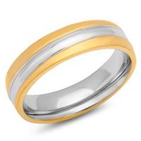 anillo de acero inoxidable parcialmente dorado 6 mm