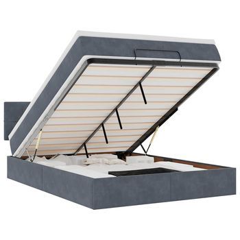 Estructura Cama Otomana Con Colchón Gris Oscuro 140x200cm