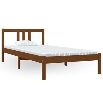 Estructura De Cama Madera Maciza Marrón Miel 90x200 Cm