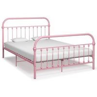 estructura de cama sin colchon metal rosa 140x200 cm vidaxl