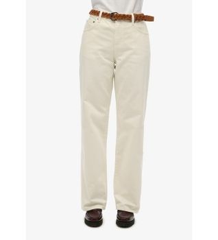 Superdry para mujer. W7011200A Pantalón Mid blanco roto (32/32), Casual, Algodón