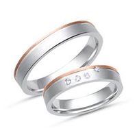 alianzas 8 quilates oro blanco-rojo 4 diamantes