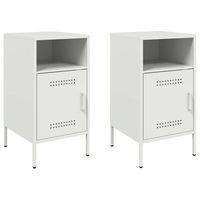 juego de 2 mesitas de noche - mesillas acero blanco 36x39x68 cm mc5655