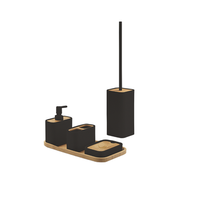 set de accesorios de bano 5 pzas resina negra de alyssum y bambu