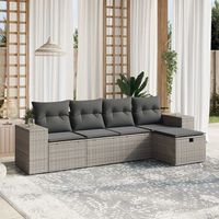 conjunto de sofas jardin con cojines 5 uds  mueble jardin mesa y sillas ratan sintetico gris cfw212759