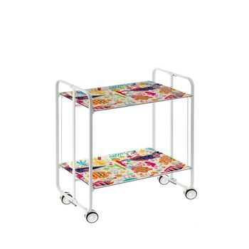 Carrito Auxiliar Plegable Bauhaus Con Ruedas - Armazón Metálico Blanco, 2 Niveles Y 4 Posiciones Ajustables,,49