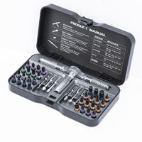 vman-juego de destornilladores de trinquete multifuncion 40 en 1 mini kit de herramientas de reparacion con puntas magneticas multiples herramienta domestica para pc y iphone etc