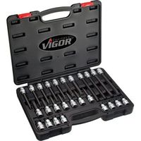 vigor v1918 juego de llaves de vaso destornillador con dentado interno xzn rcuadrado hueco 12 pulgadas 125 mm r perfil con estriado interior xzn r m5 r m16 r numero de herramientas 26