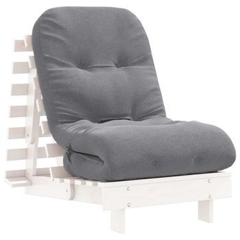Futón Sofá Cama Con Colchón Madera Maciza Blanco 60x206x11 Cm Vidaxl